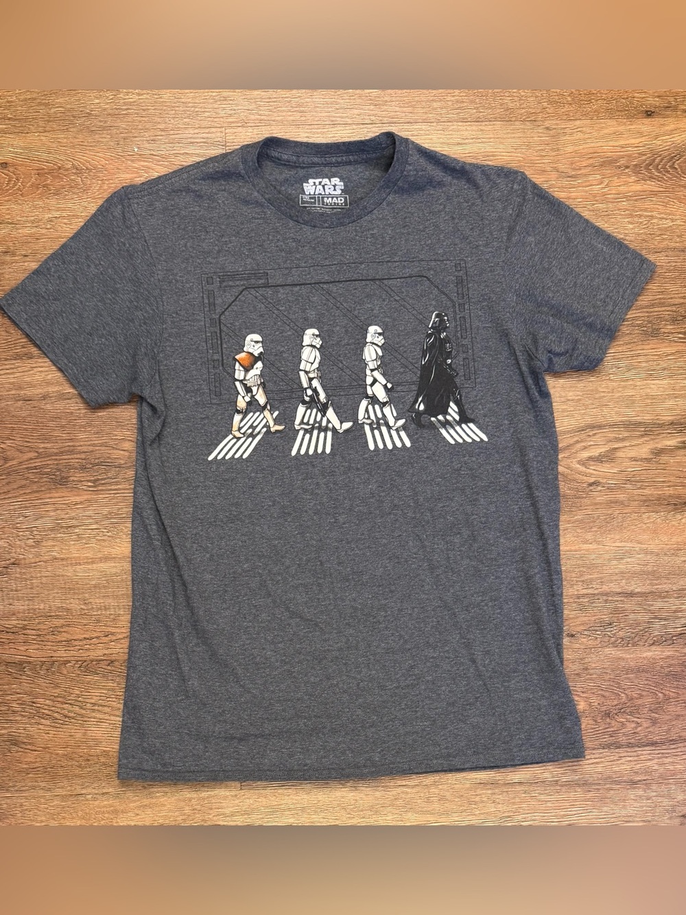 Star Wars Mad Engine Abbey Road Parody Gray Slim Graphic T Darth Vader Kids M